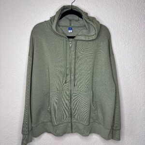 Old Navy Olive Green Zip-Up Cotton Casual Sweatshirt Jacket Women's Size XL